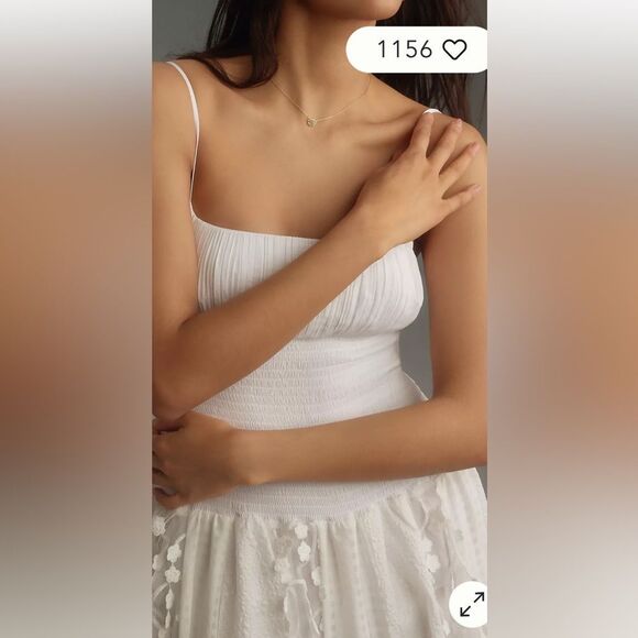 Anthropologie Maeve Sleeveless Embellished Smocked Midi Dress - Picture 4 of 10